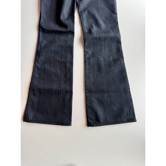 7 FOR ALL MANKIND Dark Rinse Embroidered Crystal "A" Pocket FlaredJeans, Size 27 - Picture 8 of 13